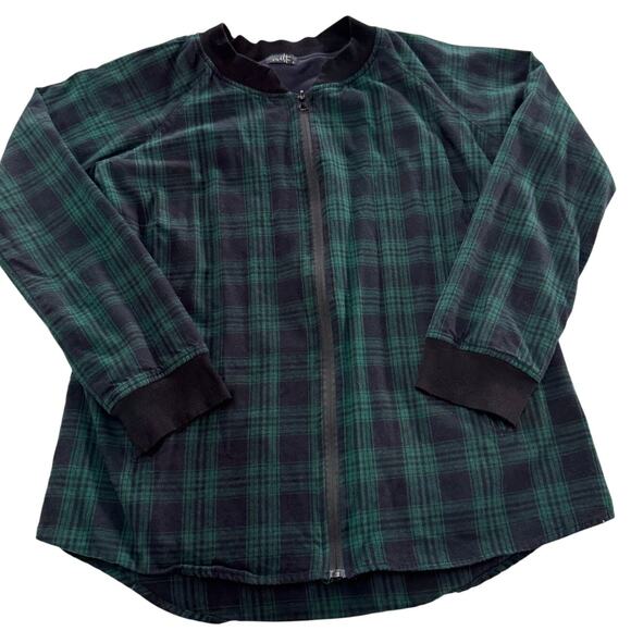Vivette‎ Jacket Womens X Large Green Black Tartan Plaid Full Zip - Picture 1 of 7